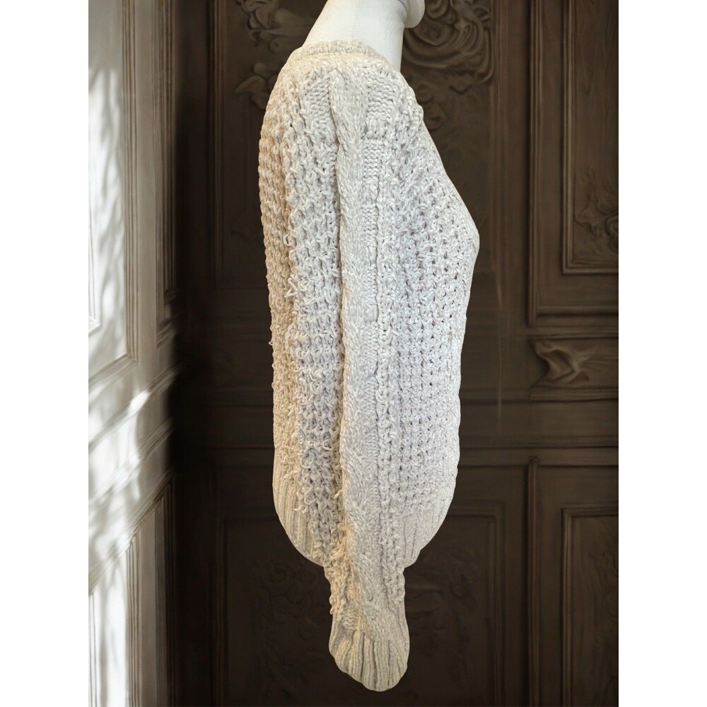 SIMPLY SOUTHERN Women's Cream Chenille Cable Knit Crewneck Sweater Small S Cozy - Picture 6 of 11